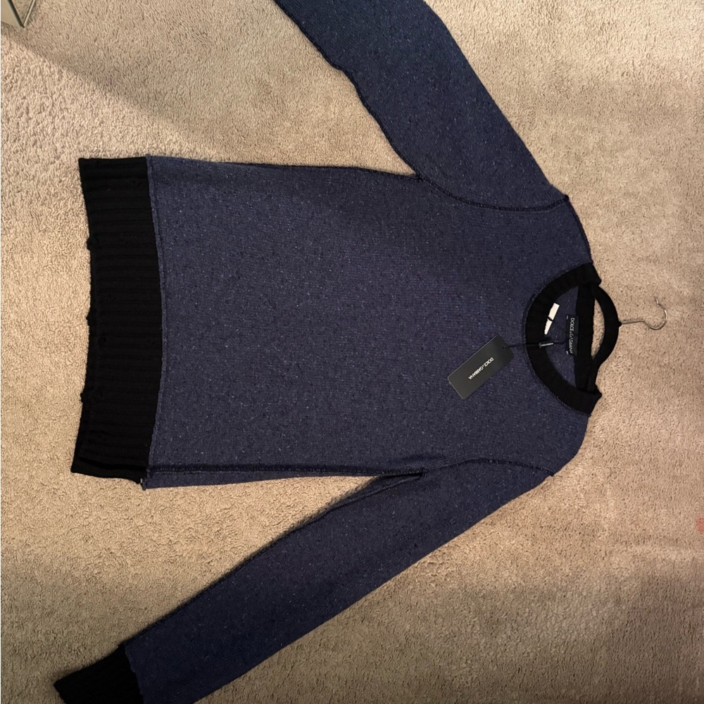 Dolce & Gabbana Navy and Black Crewneck Sweater